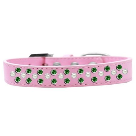 UNCONDITIONAL LOVE Sprinkles Pearl & Emerald Green Crystals Dog CollarLight Pink Size 12 UN797395